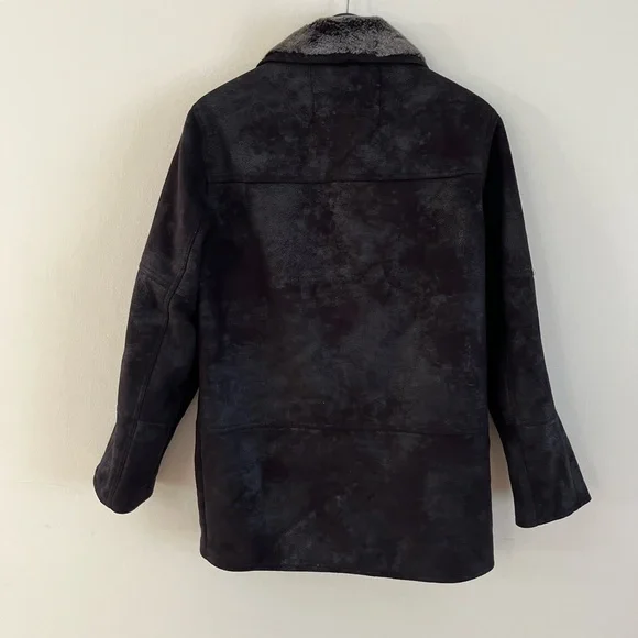 Johnston & Murphy Jacket Insulated Zip Coat Faux Fur And Suede Winter Black - Picture 6 of 6